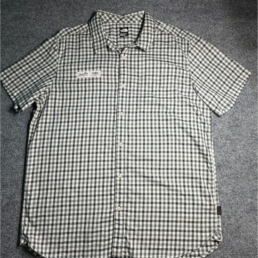 The North Face Men’s XL Gray Plaid Button Down Shirt Semper Fi